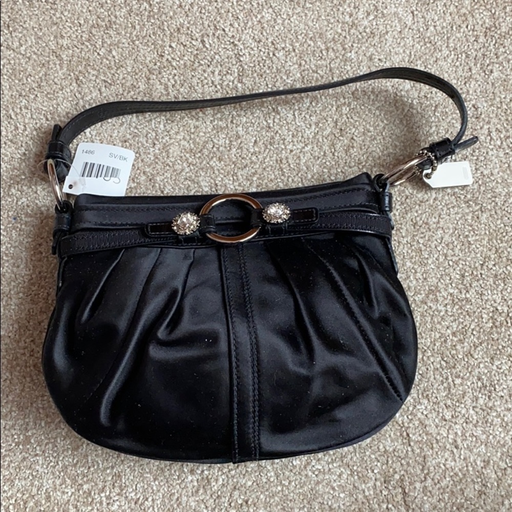 Coach satin black mini bag
